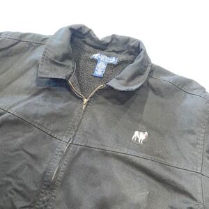 Big Dogs Mens Black Canvas Sherpa Lined Work Jacket Full Zip XL Embroidered Logo